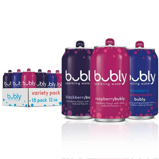 bubly Sparkling Water, Triple Berry Variety Pack, Zero Sugar & Zero Calories, Seltzer Water, 12 Fl Oz Cans (Pack of 18) ES6