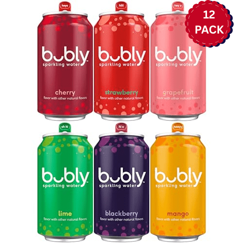 bubly Sparkling Water, Variety Pack (Blackberry, Lime, Cherry, Grapefruit, Strawberry, Mango), Zero Sugar & Zero Calories, Seltzer Water, 12 Fl Oz Cans (Pack of 12)