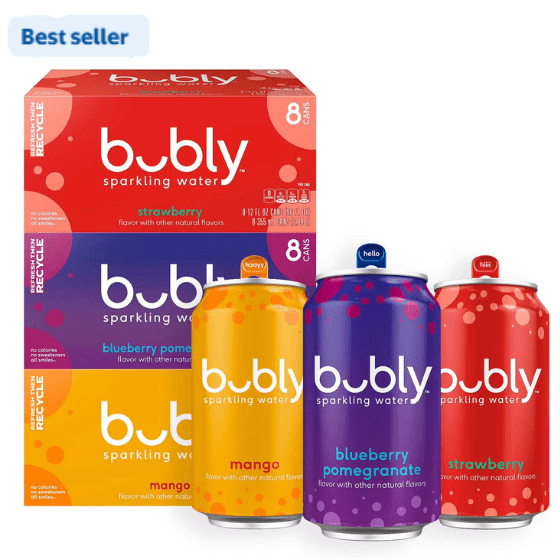 bubly Sparkling Water Variety Pack, (Mango , Blueberry Pomegranate, Strawberry) 12 fl. oz., 24 pk.