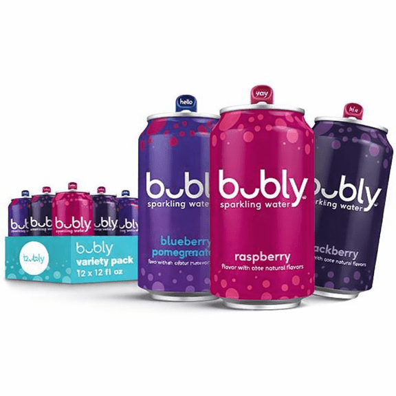 bubly, Triple Berry Variety Pack (Blackberry, Raspberry, Blueberry Pomegranate), Zero Sugar & Zero Calories, 12 Fl Oz Cans (Pack of 12)
