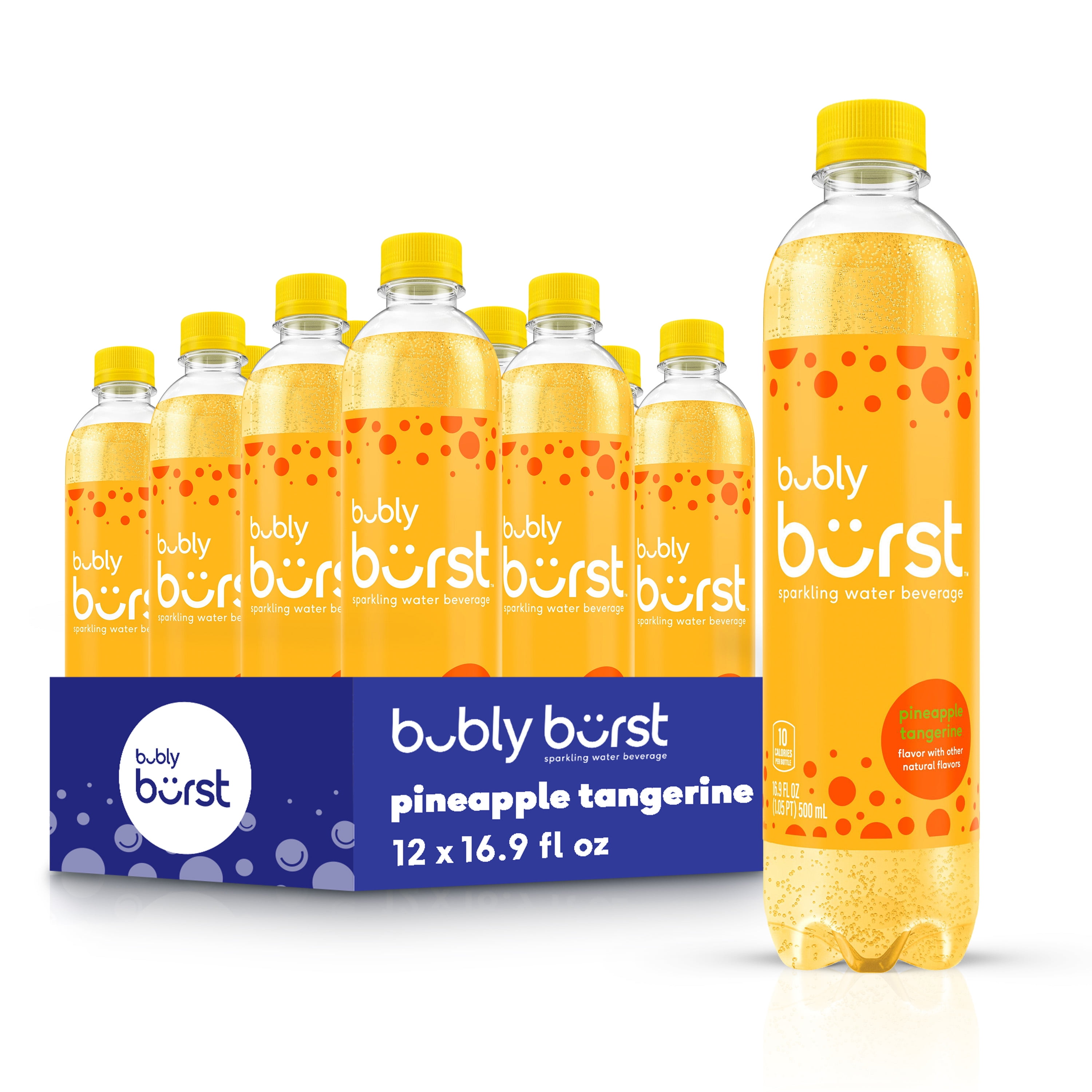 bubly burst Sparkling Water Beverage, Pineapple Tangerine, 16.9 fl oz Bottles (12 Pack)