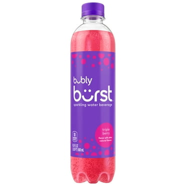 bubly burst Sparkling Water Beverage, Triple Berry, 16.9 fl oz Bottles
