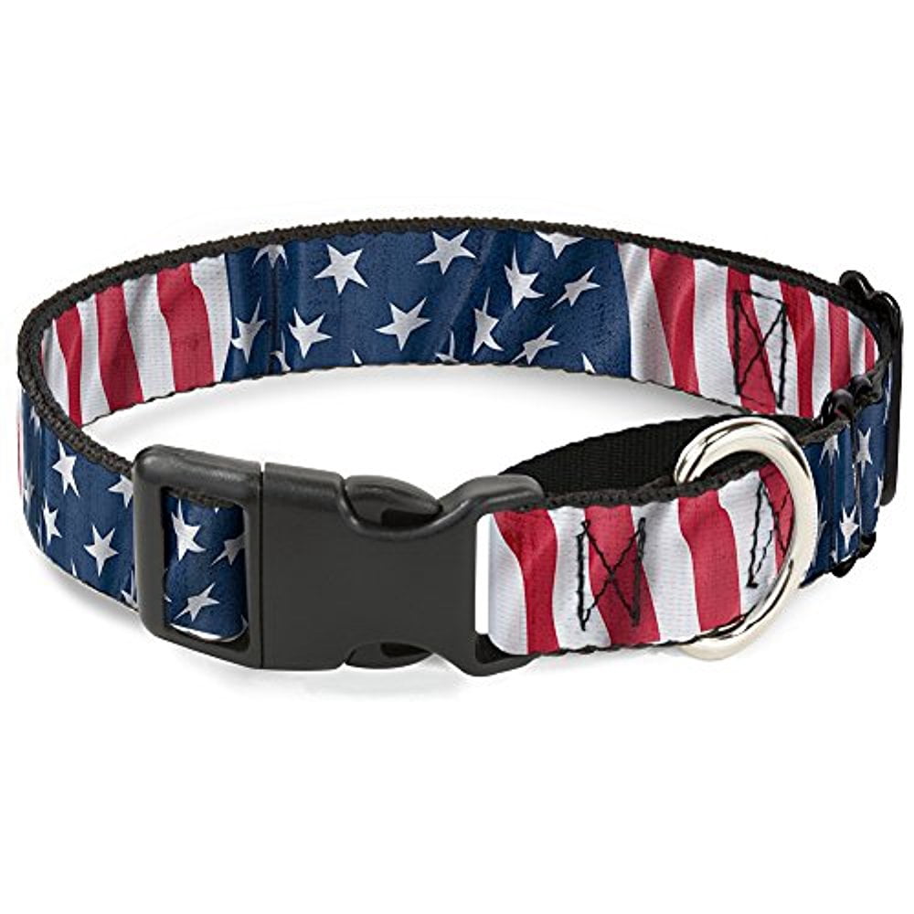buckle-down american flag vertical close-up martingale dog collar