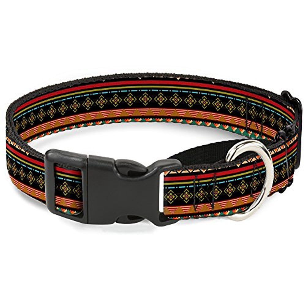 buckle-down aztec5 reds blues greens yellows martingale dog collar