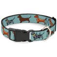 thumbnail image 1 of Buckle-Down Pet Collar, Dog Collar Plastic Buckle, Dachshund Dogs Paws Aquas, 8.5 to 12 Inches 0.5 Inch Wide, 1 of 8