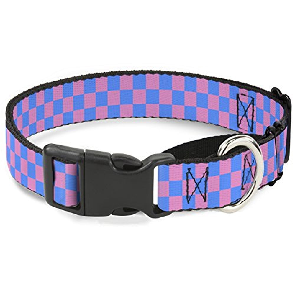 buckle-down checker baby pink baby blue martingale dog collar