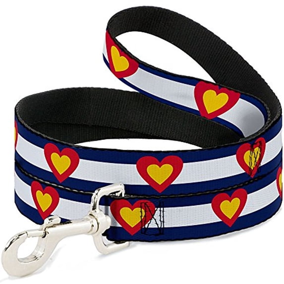buckle-down "colorado heart blue white red yellow" dog leash