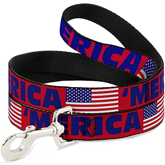 Buckle-Down Pet Leash, Dog Leash, Merica US Flag Red Blue White, 4 Feet Long 1.0 Inch Wide