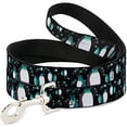 thumbnail image 1 of buckle-down dl-w30524 emperor penguins with bubbles black gray turquoise dog leash, 1 of 1
