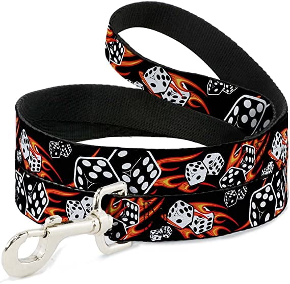buckle-down dl-w30601-n narrow 0.5" flaming dice dog leash