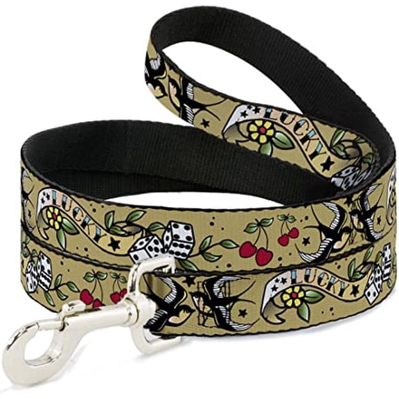 buckle-down dl-w31206-n narrow 0.5" lucky tan dog leash