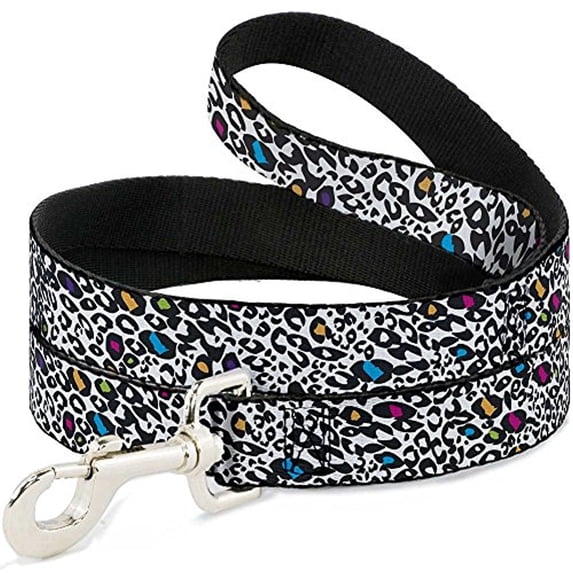 buckle-down dl-w31270 leopard white black multi color dog leash