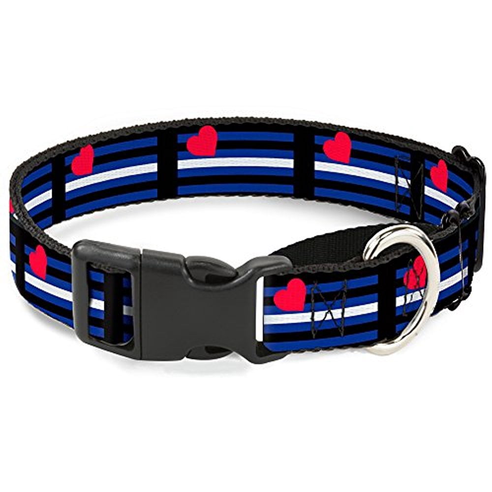 buckle-down flag leather black blue red white martingale dog collar