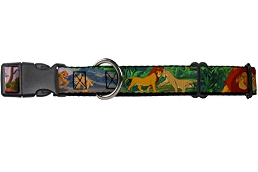 buckle-down martingale dog collar - lion king simba & nala growing up scenes - 1.5" wide - fits 16-23" neck size - medium