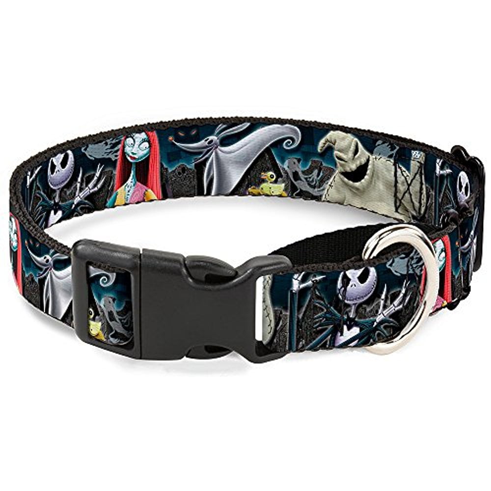 buckle-down martingale dog collar - nightmare before christmas 4-character group/cemetery scene - 1" wide - fits 11-17" neck size - medium