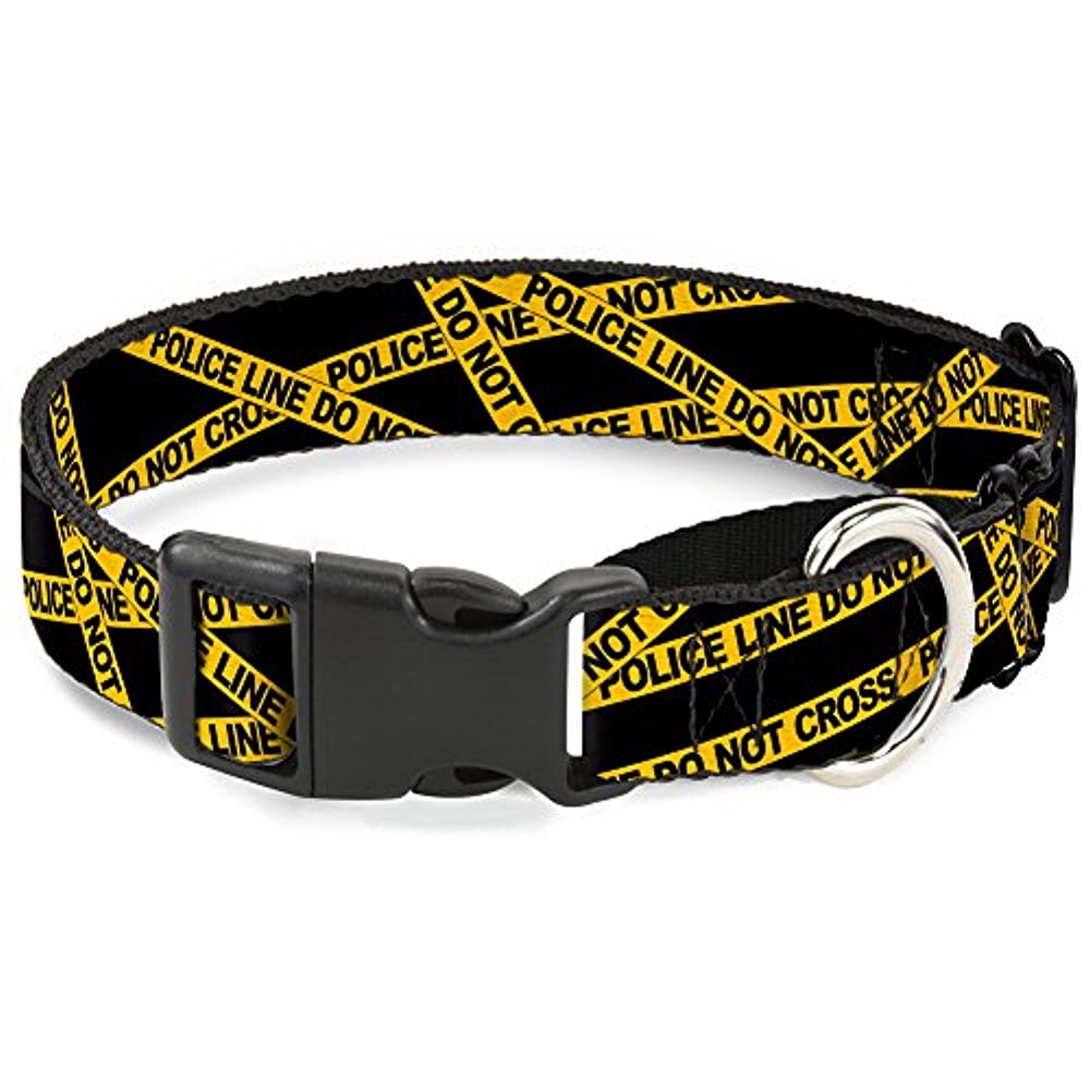 buckle-down martingale dog collar - police line black yellow - 1" wide - fits 15-26" neck size - large