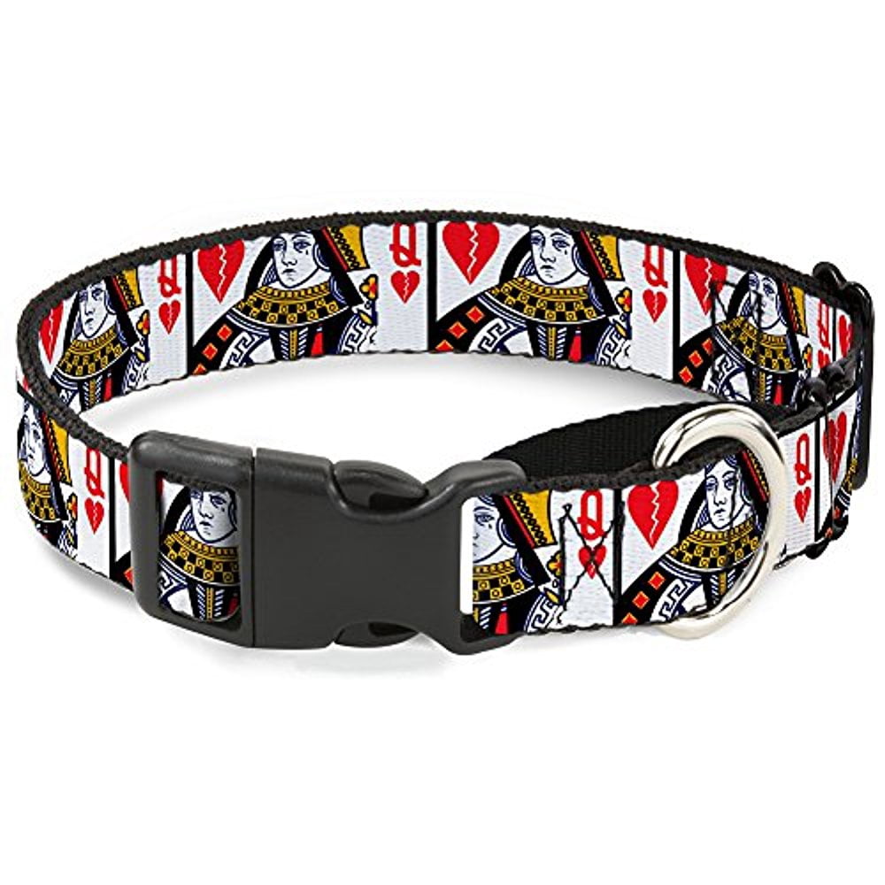 buckle-down martingale dog collar - queen of broken hearts - 1" wide - fits 15-26" neck size - large