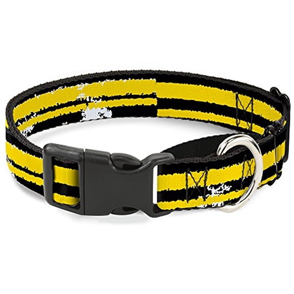 buckle-down martingale dog collar - racing stripe2 weathered black yellow - 1" wide - fits 15-26" neck size - large