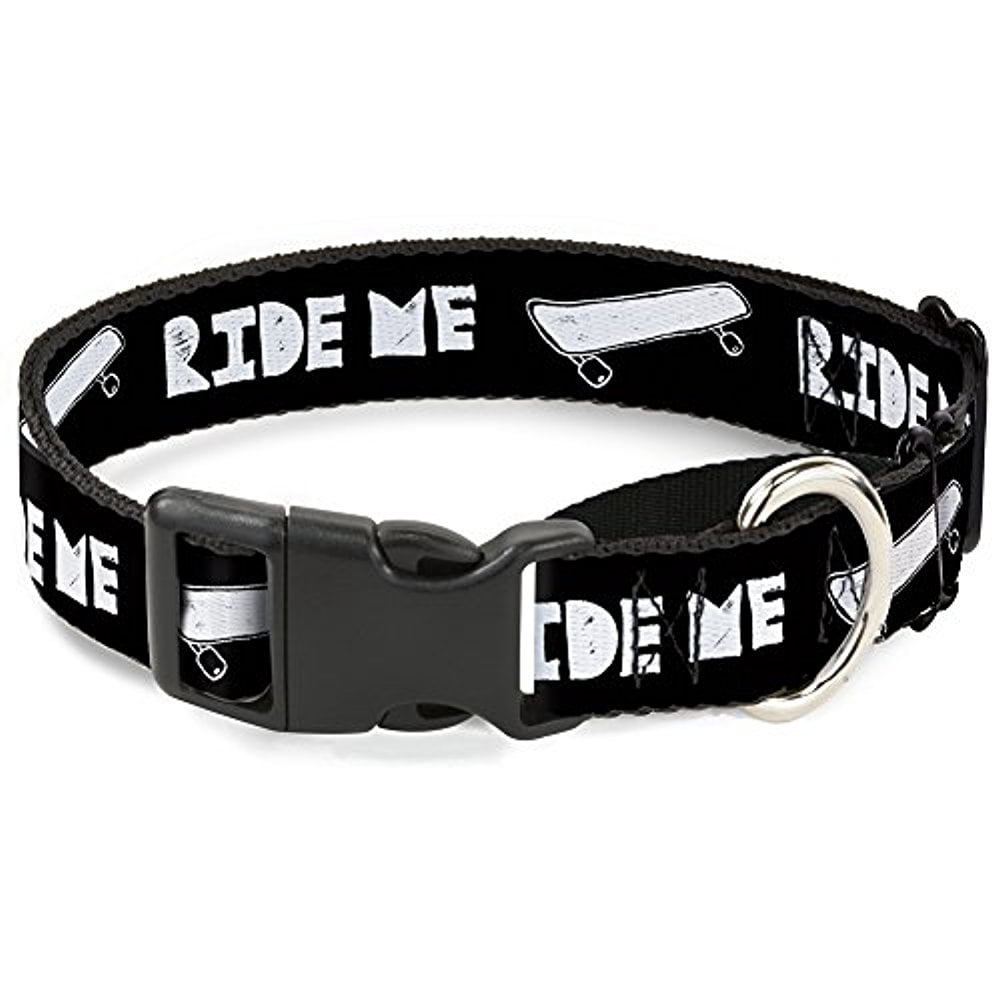buckle-down martingale dog collar - ride me skateboard black white - 1" wide - fits 15-26" neck size - large