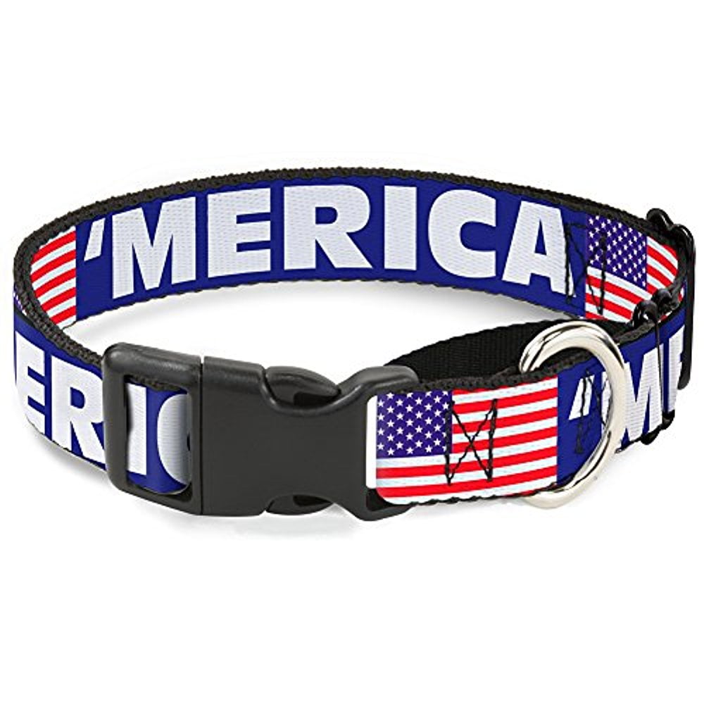 buckle-down merica us flag blue white red martingale dog collar
