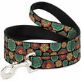 thumbnail image 1 of buckle-down pet leash - boho mandala black yellow turquoise orange, 1 of 1
