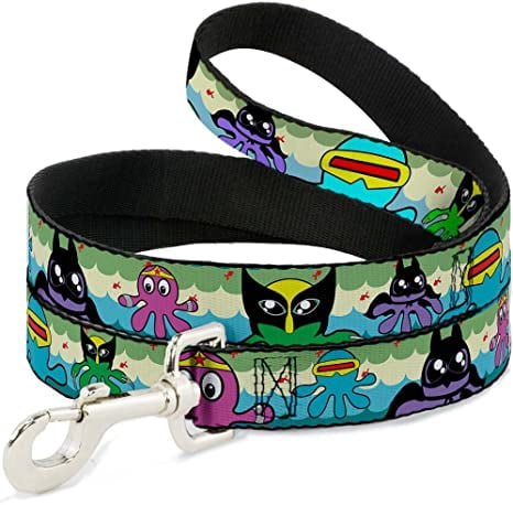 buckle-down pet leash - octopus superhero cartoon - 4 feet long - 1 2" wide