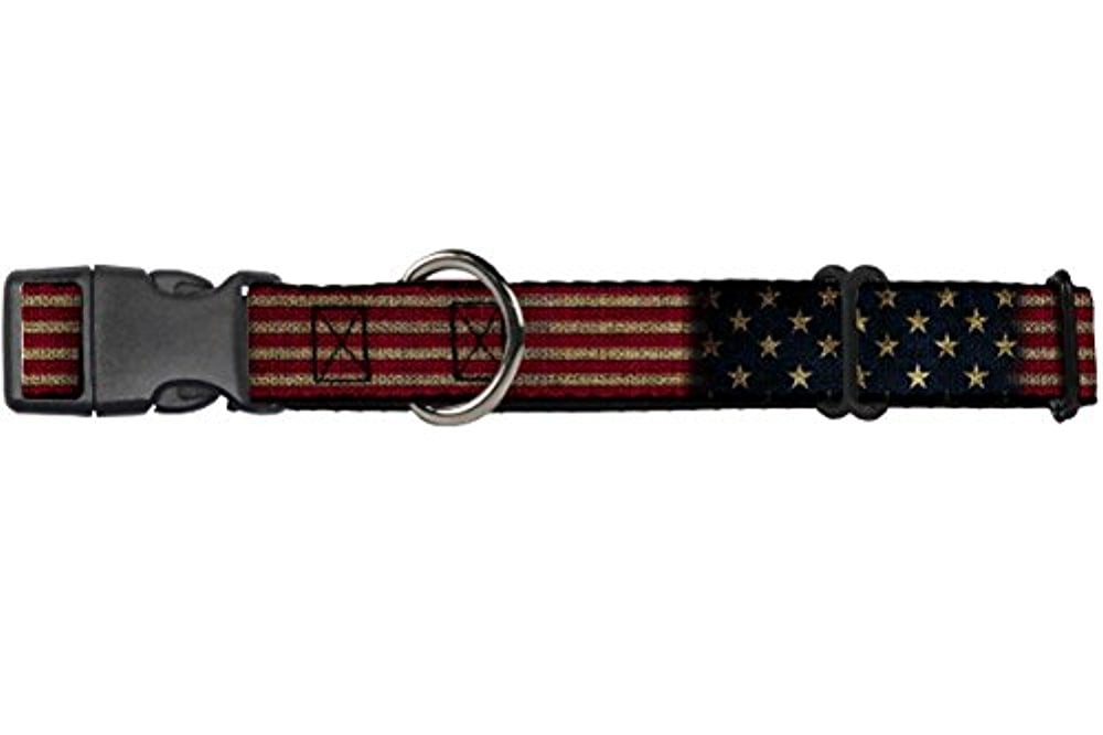 buckle-down vintage us flag stretch martingale dog collar