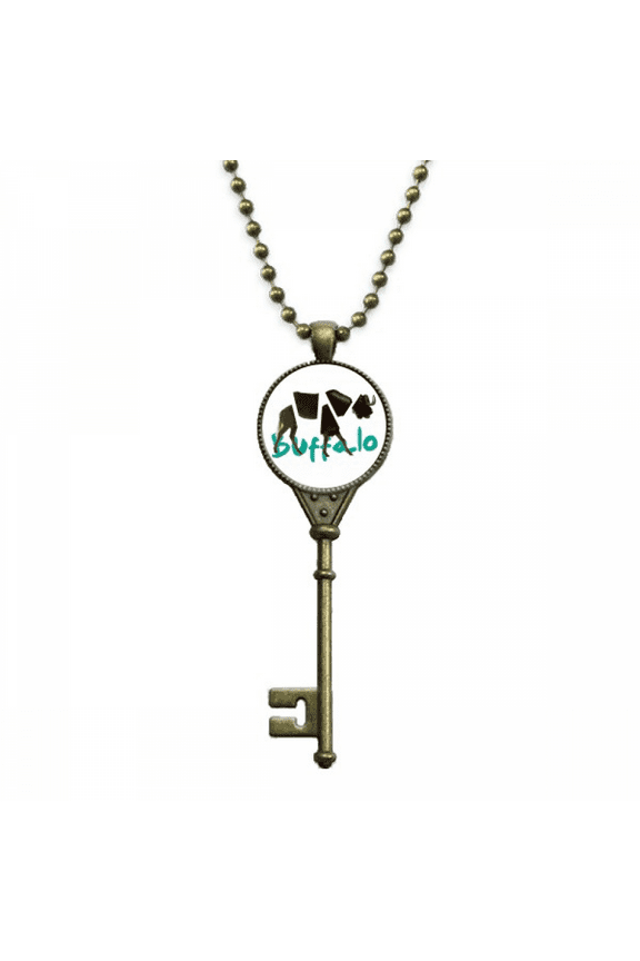 buffalo body rips horns art deco fashion key necklace pendant tray embellished chain