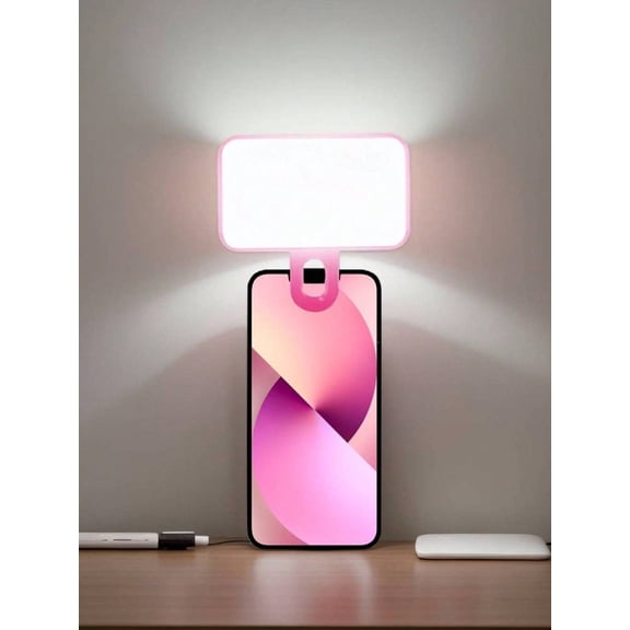 buguangdeng 1 Pc LED Fill Light Selfie Light LED Phone Light With 3 Lighting Mode Portable Mini Clip On Fill Light Makeup Live Stream Zoom Conference-Hot Pink