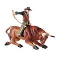 thumbnail image 1 of bull Riding Figurine,bull Riding Figurine Miniature Farm Animal,Simulation Farm Cowboy bull Riding Figurine,People with Bull Figurine Farm Playset,Miniature Farm Model Farm Orange Cow attack, 1 of 8