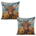 thumbnail image 1 of bull sunflowers blue sky Linen toss pillowcase decoration pillowcase gifting preferred 18x18 inch cushion cover 2 sets sofa pillowcase sofa bedroom living room car, 1 of 8