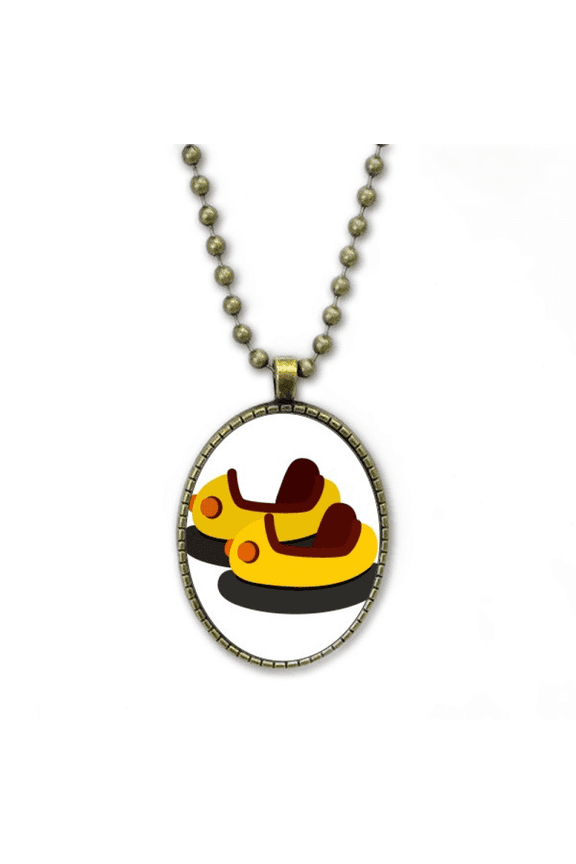 bumper car amusement park illustration necklace vintage chain bead pendant jewelry collection