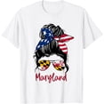 thumbnail image 1 of bun T-Shirt Maryland Girl Maryland Flag State Girlfriend messy, 1 of 4