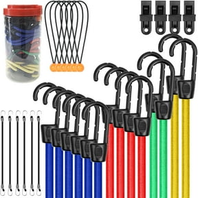 Behome 32 Pieces Bungee Cords with Hooks, Set Includes 18", 24", 32", 40" Heavy-Duty Stretch Cords With Hooks, Strong Elastic Rope for Outdoor Tent, Luggage Rack, Camping