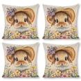 thumbnail image 1 of bunny flowers Linen toss pillowcase Decoration pillowcase Gift preferred 20x20" Cushion cover 4 set Sofa pillowcase Sofa bedroom living room car, 1 of 8