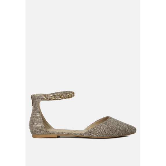 Buqisi Chain Embellished Flat Sandals