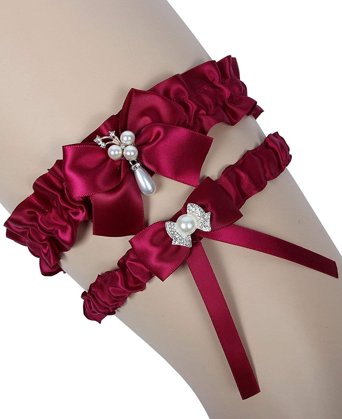burgundy Garters for Bride Wedding Garter Lace Bridal Garter Party Leg ...