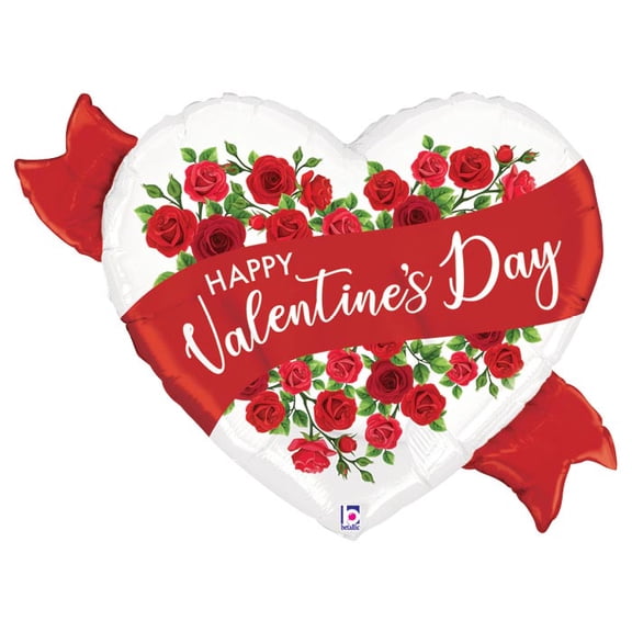 burton+BURTON 37"Pkg Satin Red Roses Valentine Shape