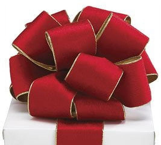 burton+BURTON #40 Red Velveteen/Gold Wired Ribbon