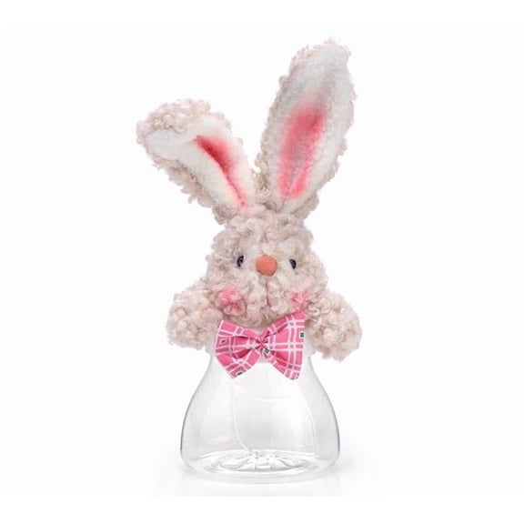 burton+BURTON Acrylic Candy Jar With Plush Bunny Head, 8-Inch, Pink