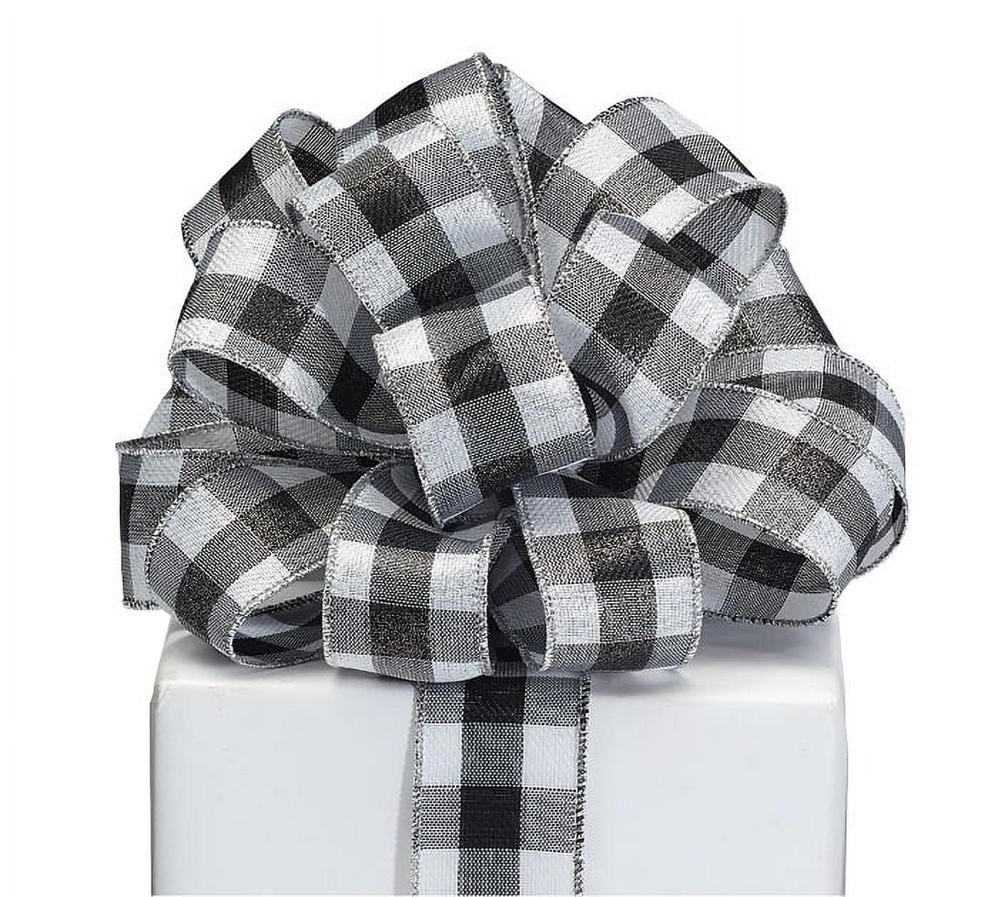 burton+BURTON BLACK/WHITE CHECK METALLIC FINISH RIBBON