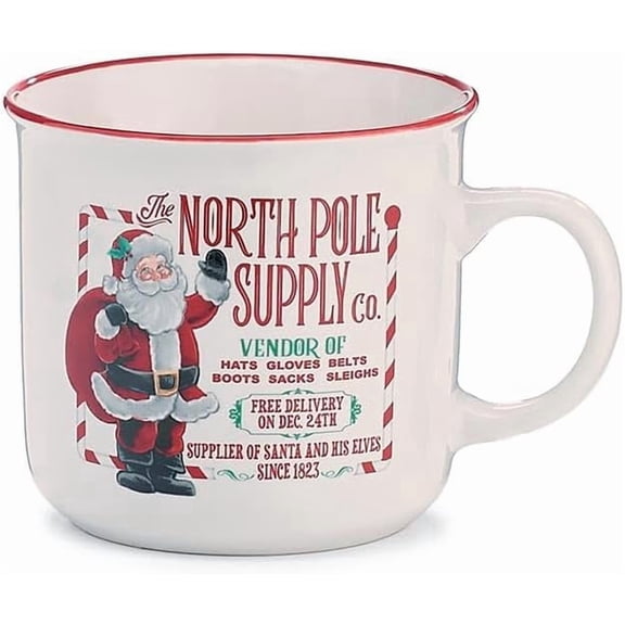 burton+BURTON North Pole Supply Co With Santa Mug, 14 Oz, Kitchen Accessories