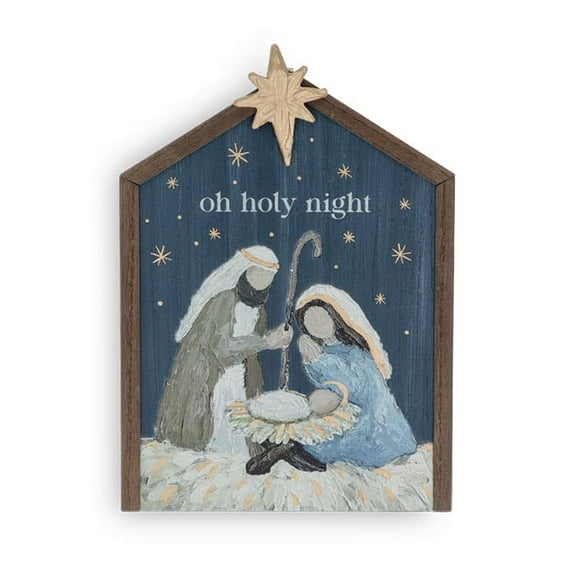 burton + BURTON Oh Holy Night Wooden Wall Hanging Sign, 12.5-inch Height, Christmas Decoration
