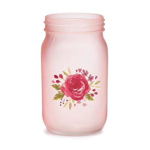 burton+BURTON Pink Opaque Quart Mason Jar With Floral