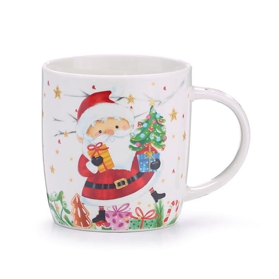 burton+BURTON Santa with Tree Mug with Gift Caddy, 11-Ounce, Bone China, Multicolor