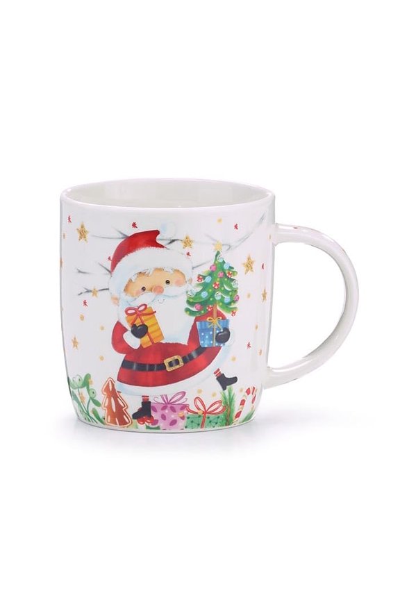 burton+BURTON Santa with Tree Mug with Gift Caddy, 11-Ounce, Bone China, Multicolor