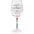 thumbnail image 1 of burton+BURTON Stemmed Wine Glass Happy Birthday, 12-Ounce, Multicolor, 1 of 1
