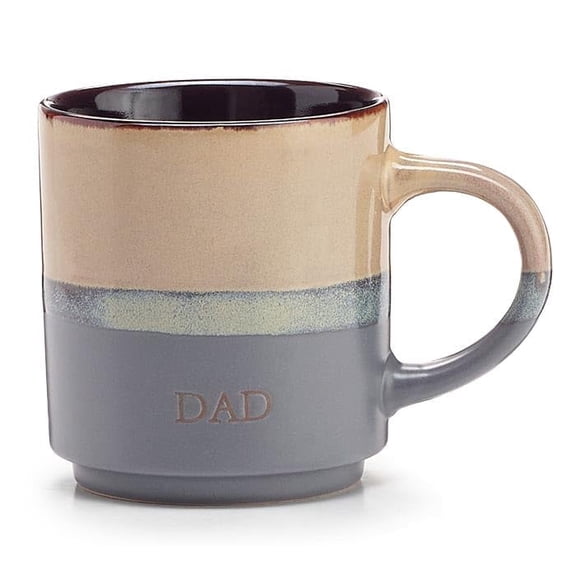 burton+BURTON Two Tone Dad Engraved Mug, 14-Ounces, 4-Inches Height, Taupe and Dark Brown, Ceramic