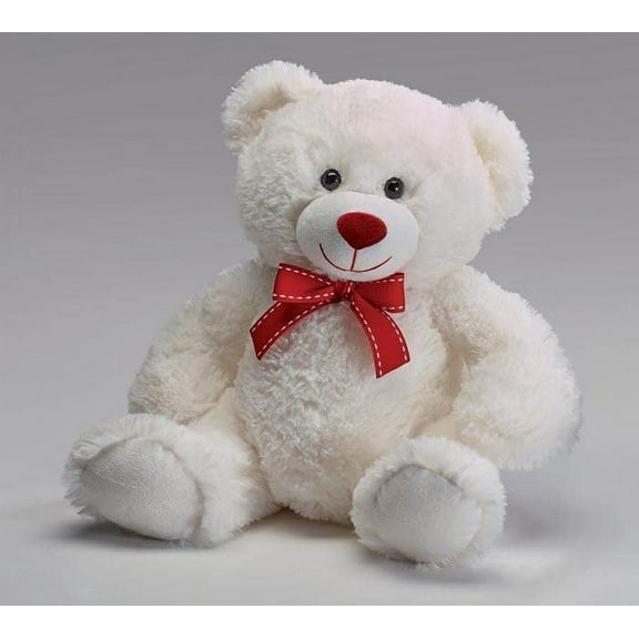 burton+BURTON Valentine Bear with Red Bow, 12-inch Height, White