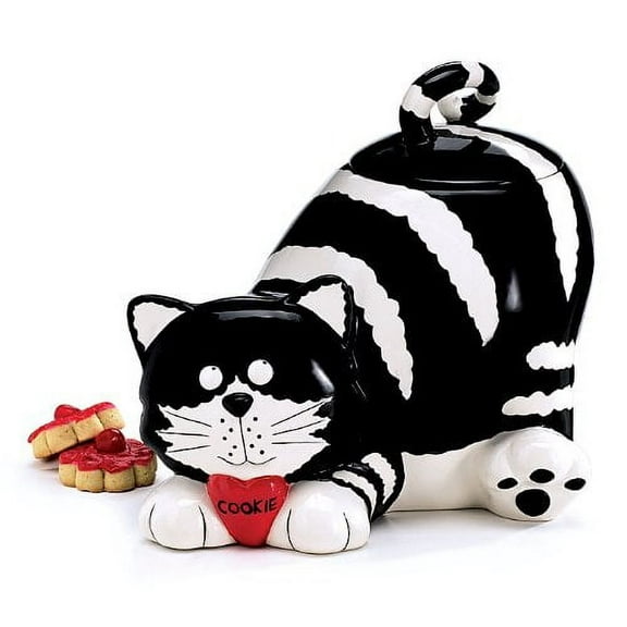 burton + BURTON White Ceramic Cat Cookie Food Storage Jar
